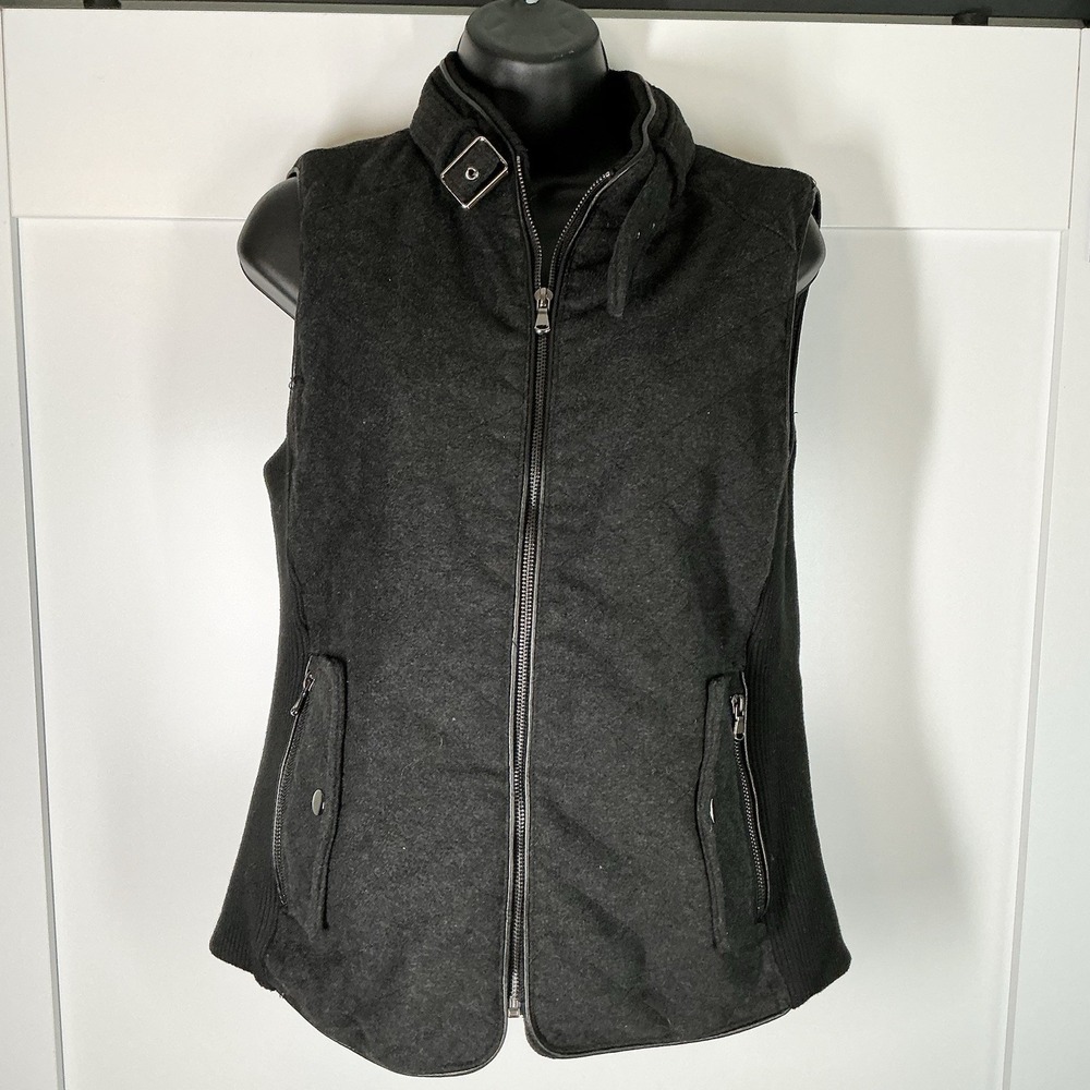 Fate Wool Blend Quilted Vest Women's‎ Medium  Full Zip Buckle Grunge Moto Goth